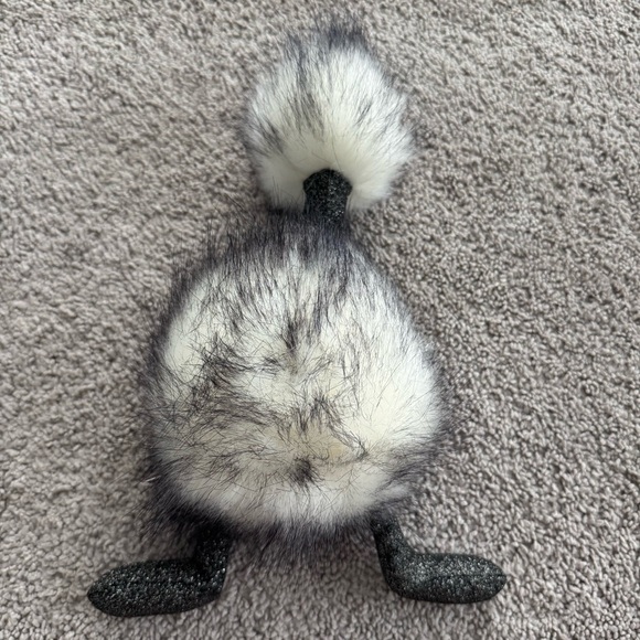 Jellycat London Dazzle Pom Pom Bird Ostrich Black & White Glitter - Picture 6 of 12